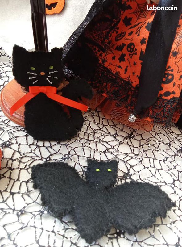 Lot De 3 Vêtements Halloween Pour Poupée 17 Cm – Cape Avec Ailes, Sac Citrouille, Chaussures, Idéal Collectionneurs