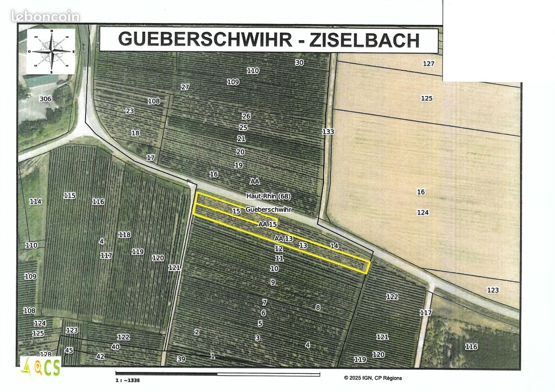 Vend terrain avec vignes · à Gueberschwihr · 16 280 €