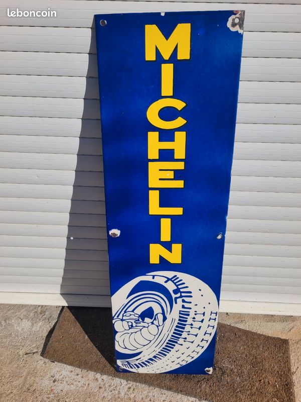 Ancienne plaque émaillée Michelin Pneus Tracteurs 46x61cm 1950