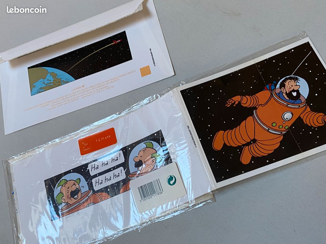 Collector enveloppe pré-timbrée TINTIN "On a marché sur la lune" NEUF vintage 1999 (image 9)