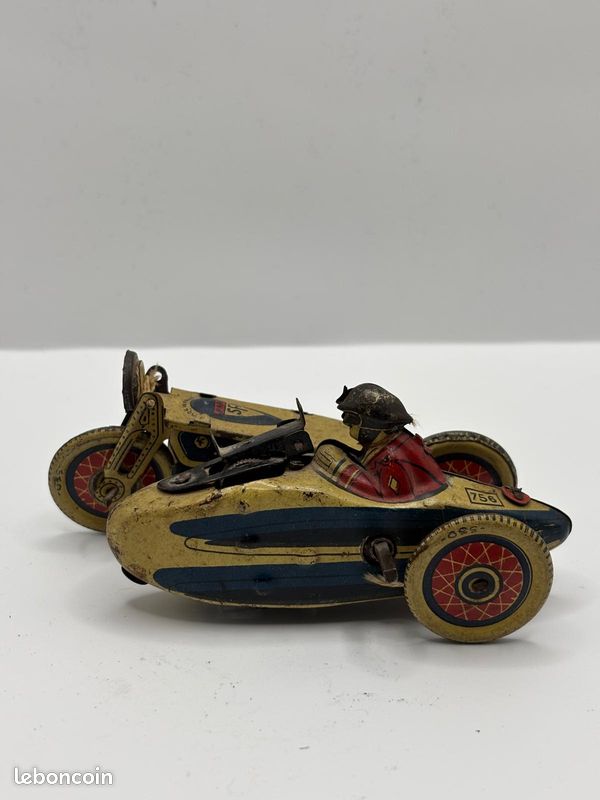 Jouet Ancien Moto Side-car IGRA TEKHNIKA - Tôle Lithographiée - Bon état