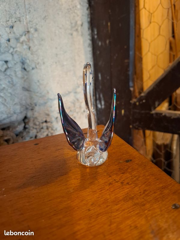 Deux cygnes verre soufflé (image 4)