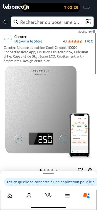 Pèse Aliment 5kg Balance De Cuisine Digitale Cecotec Cook Control