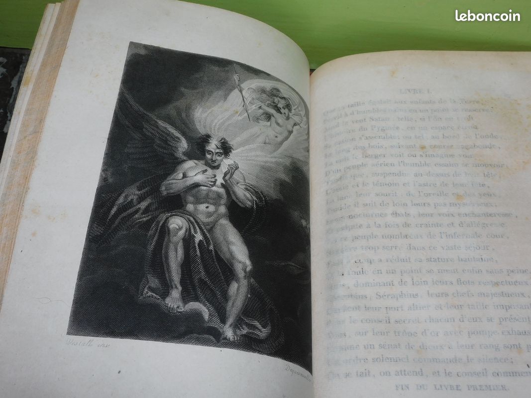 Le paradis perdu par milton traduit par jacques delille 2 volumes reliés 1820 poème christianisme adam ève satan lucifer (image 5)