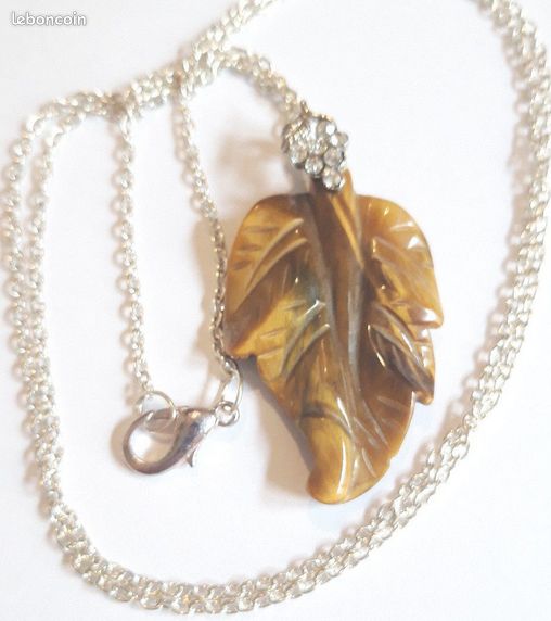 Collier feuille oeil de tigre (image 1)