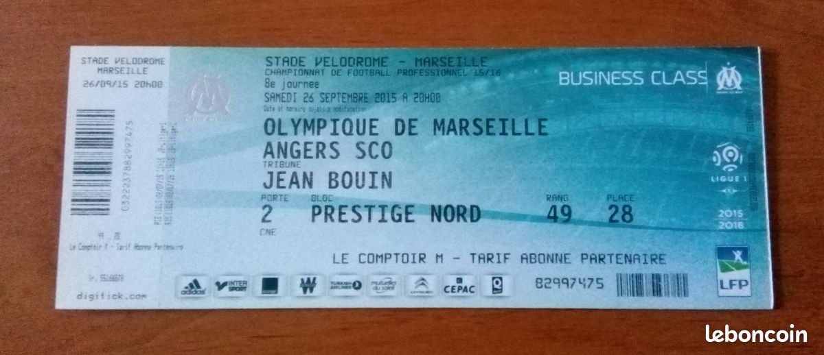 Billet OM - Olympique De Marseille Vs Monaco - Place De Match