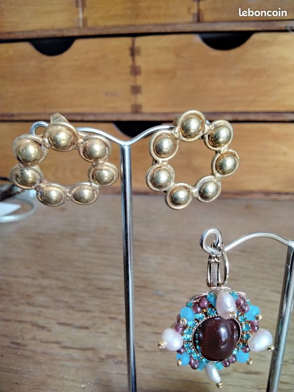 Boucles d’oreilles percées Sylvia Toledano plaqué or (image 2)