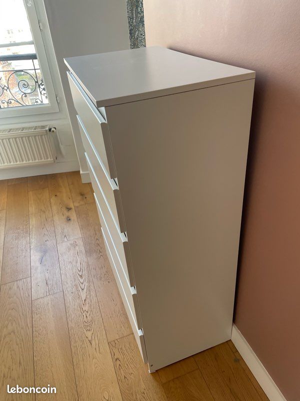 Commode blanche 5 tiroirs neuve 70x40x112 (image 4)