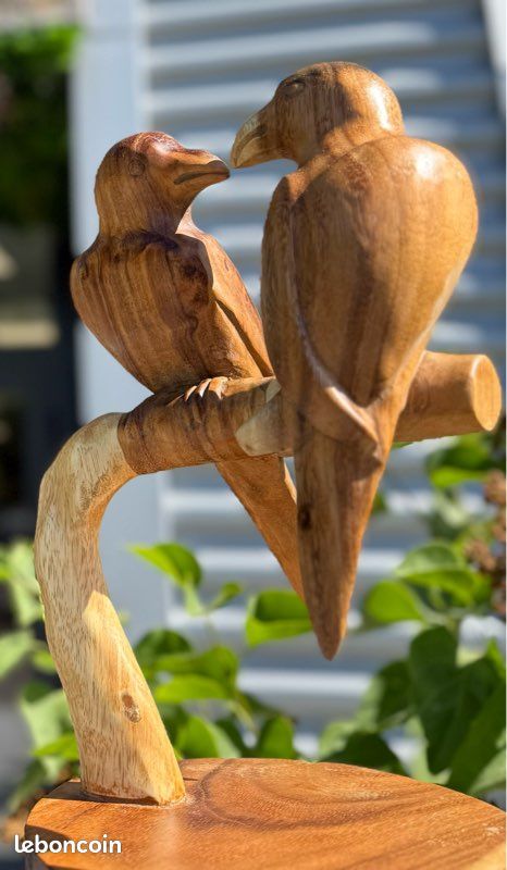 Sculpture oiseau (M) – En bois et en papier