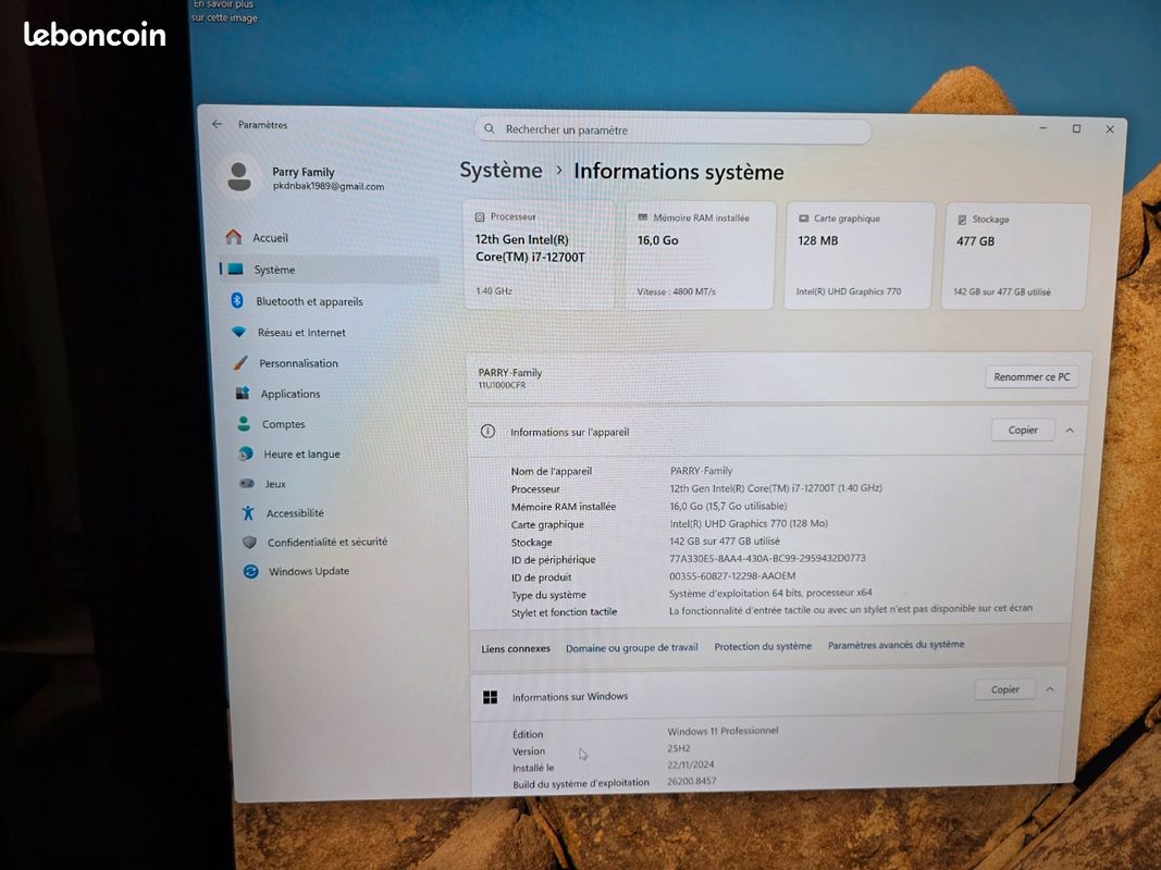Lenevo Thinkcentre M80q Gen3 I7 12gen Pro DDR5 16 go Tout Neuf Prix Intéressé (image 7)