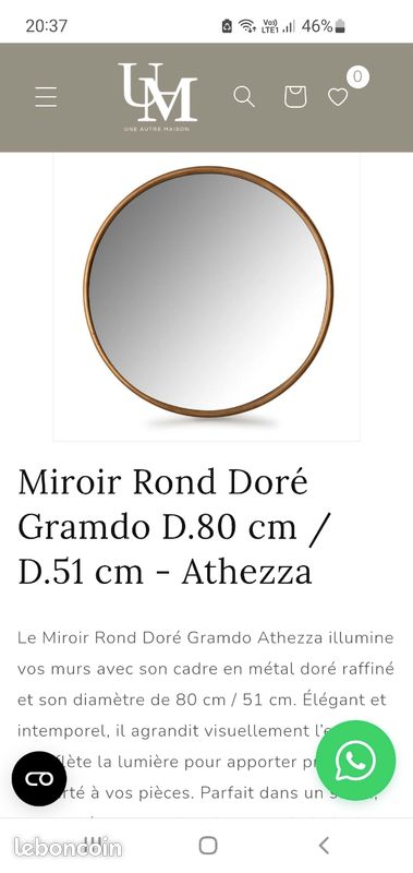 A vendre Grand miroir rond 81cm de diamètre (image 4)