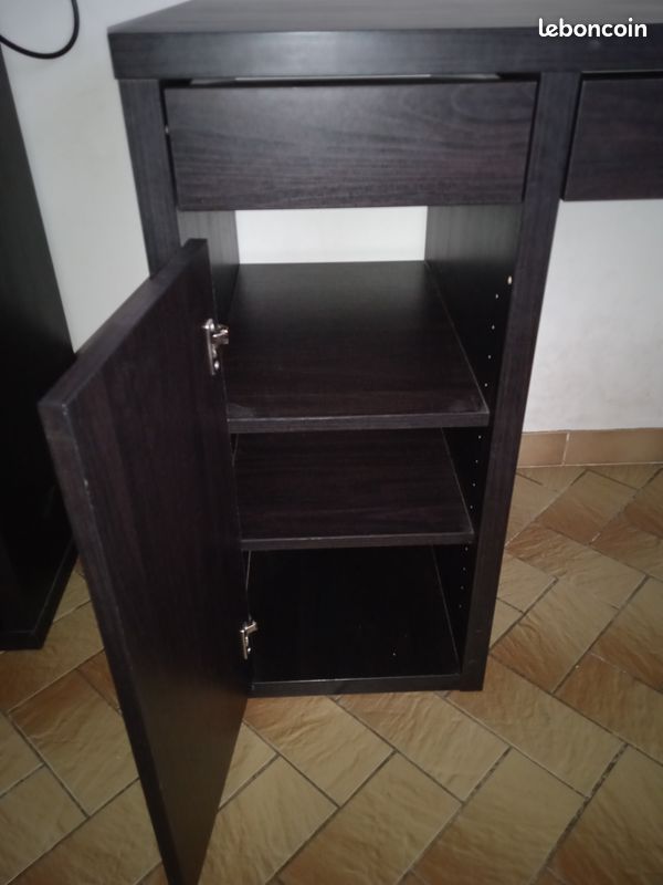 Ensemble Bureau IKEA MICKE Brun Noir & Chaise Style Fer Forgé (image 3)