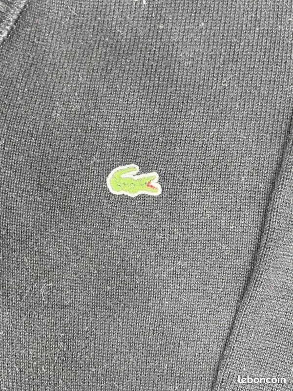 Pull À Col V Lacoste Taille (5) L Homme Noir Logo Brodé #LA504 (image 4)
