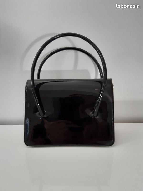 Joli petit Sac à main vernis noir Rétro vintage Accessoires