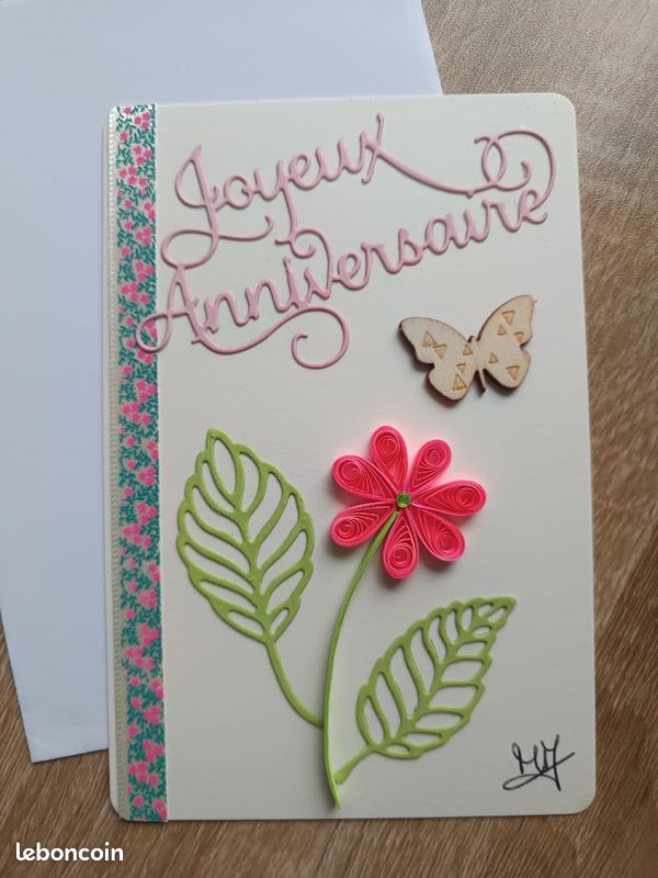 Carte de Quilling 50e anniversaire faite main, fleurs 3D, piquants. - Canada