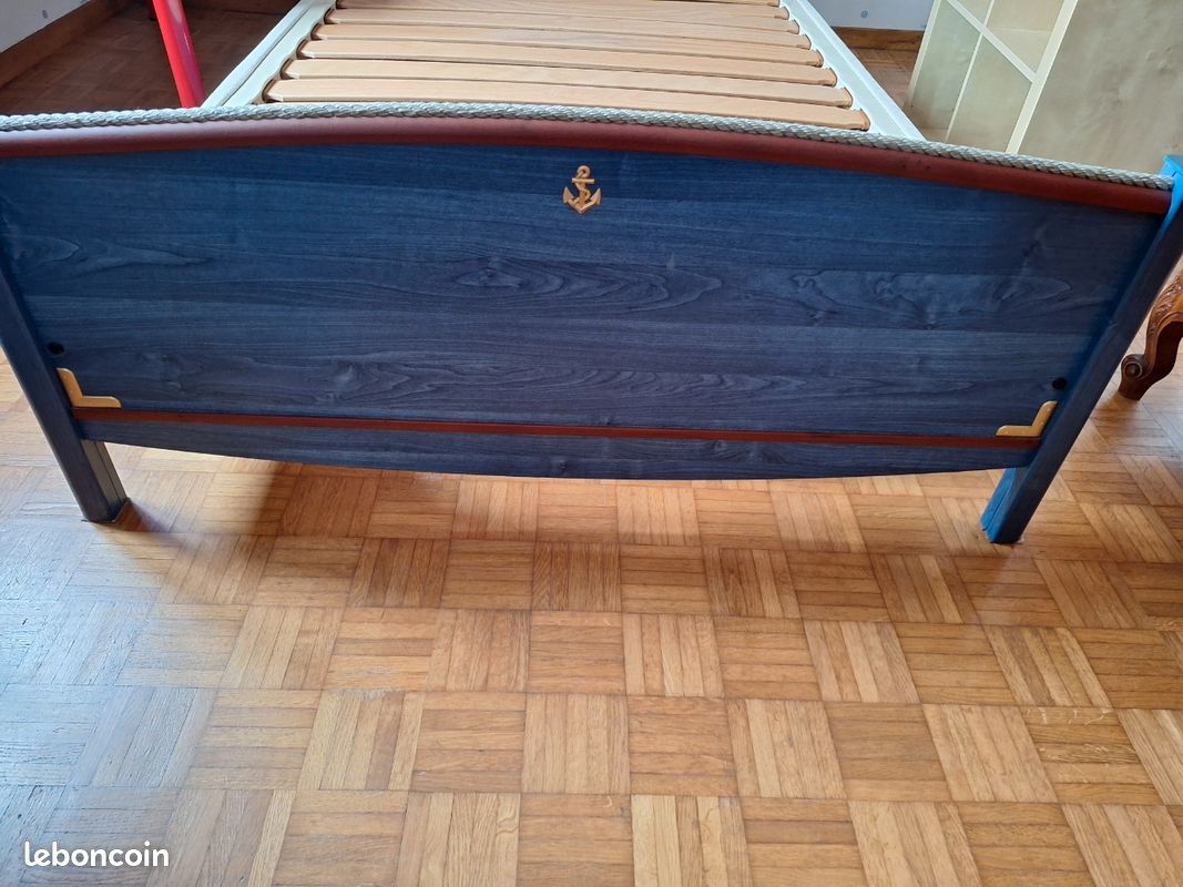 Lit 120 x 190 avec sommier tapissier (image 2)