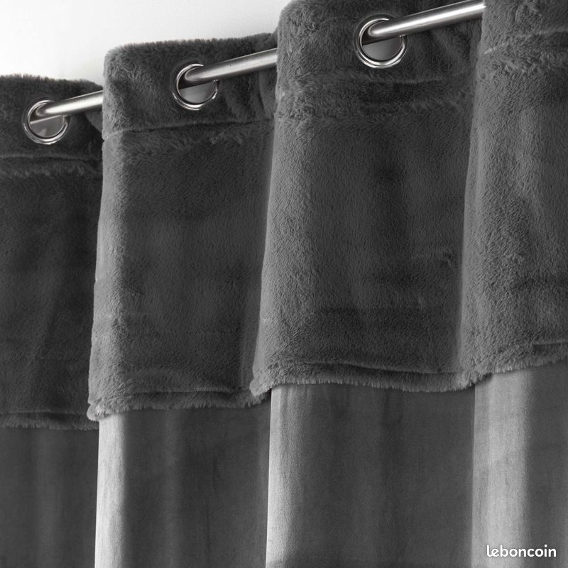 Rideau a poils doux 140 x 240 cm Caresses anthracite (image 3)