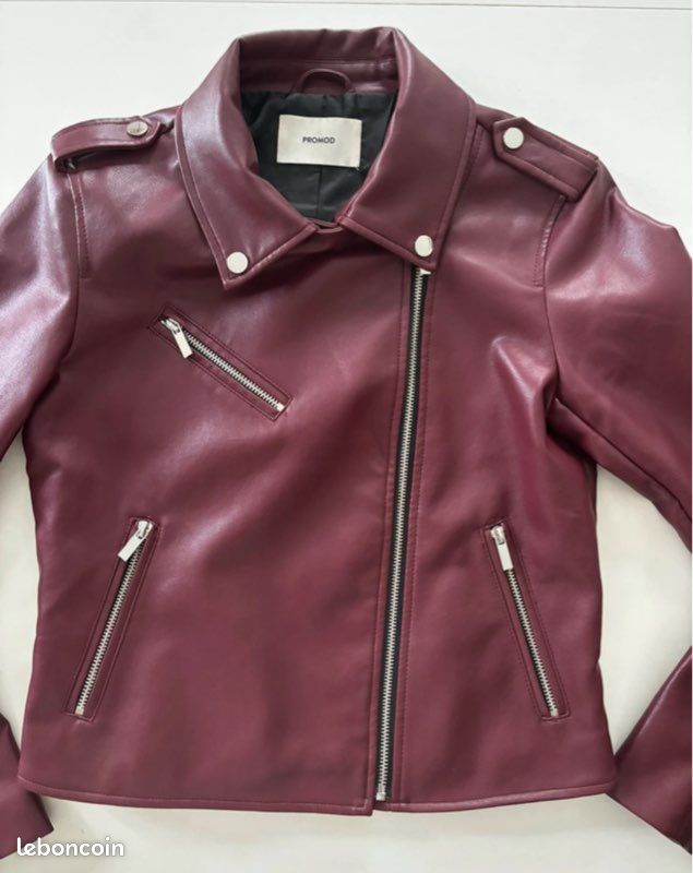 Veste perfecto femme bordeaux Promod simili cuir TB état Vêtements