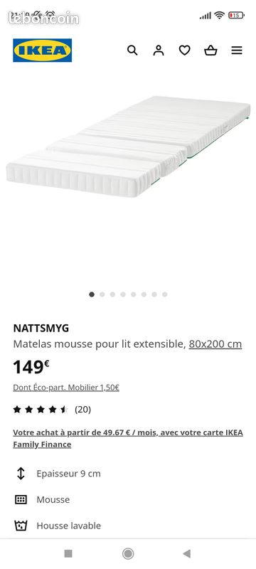 Lit extensible MINNEN Ikea noir + sommier + matelas (image 7)