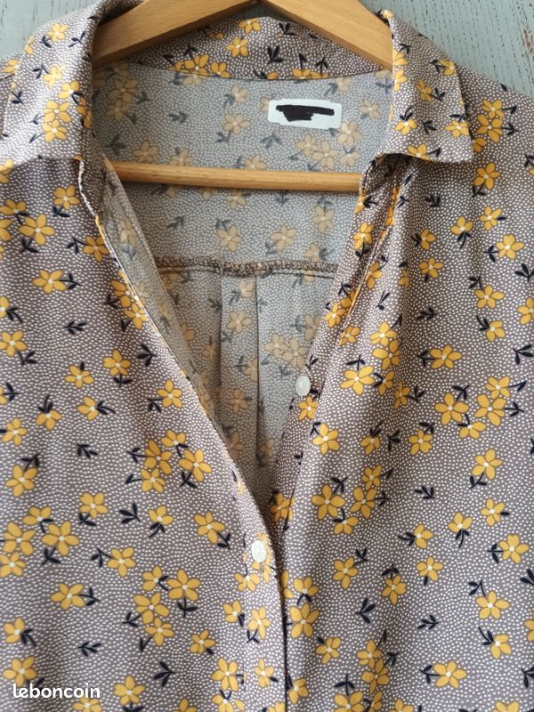Robe vintage beige imprimé floral jeune et noir taille 38-44 - danayel (image 5)