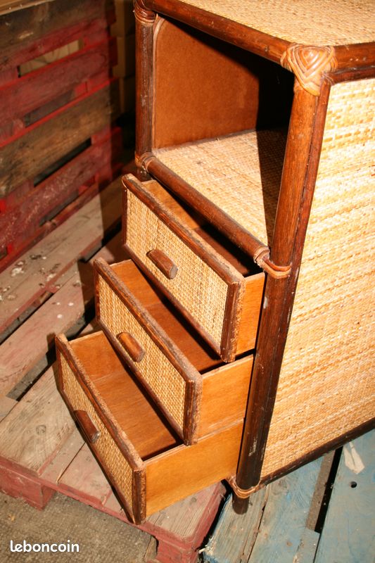Table de nuit et 3 tiroirs en bambou (image 3)