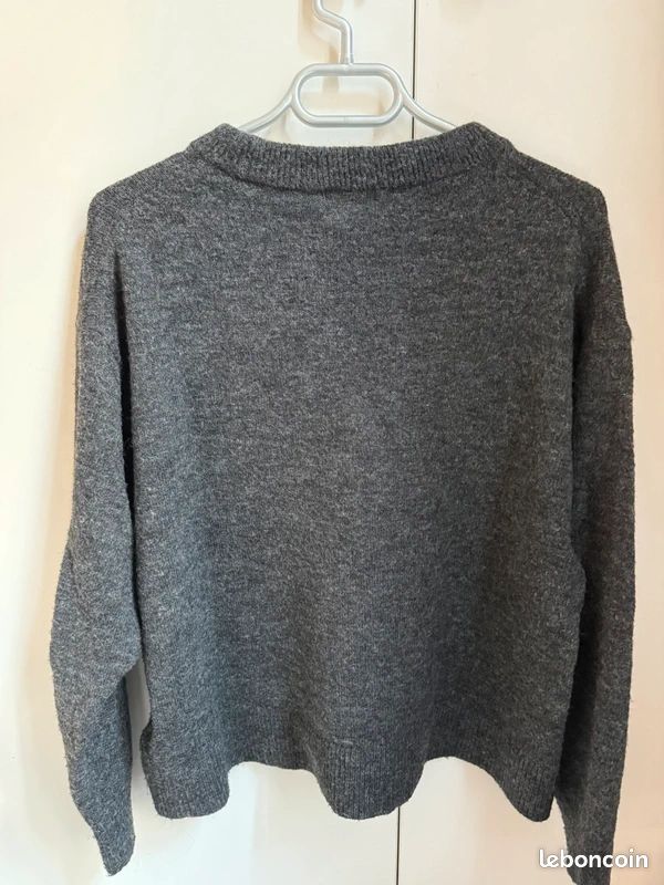 Pull Gris Foncé Tricoté H&M Taille M - Occasion En Très Bon état