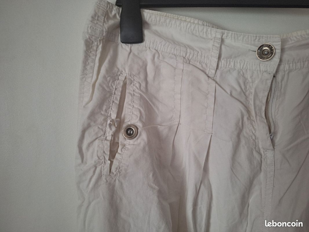 Pantacourt femme blanc (image 4)