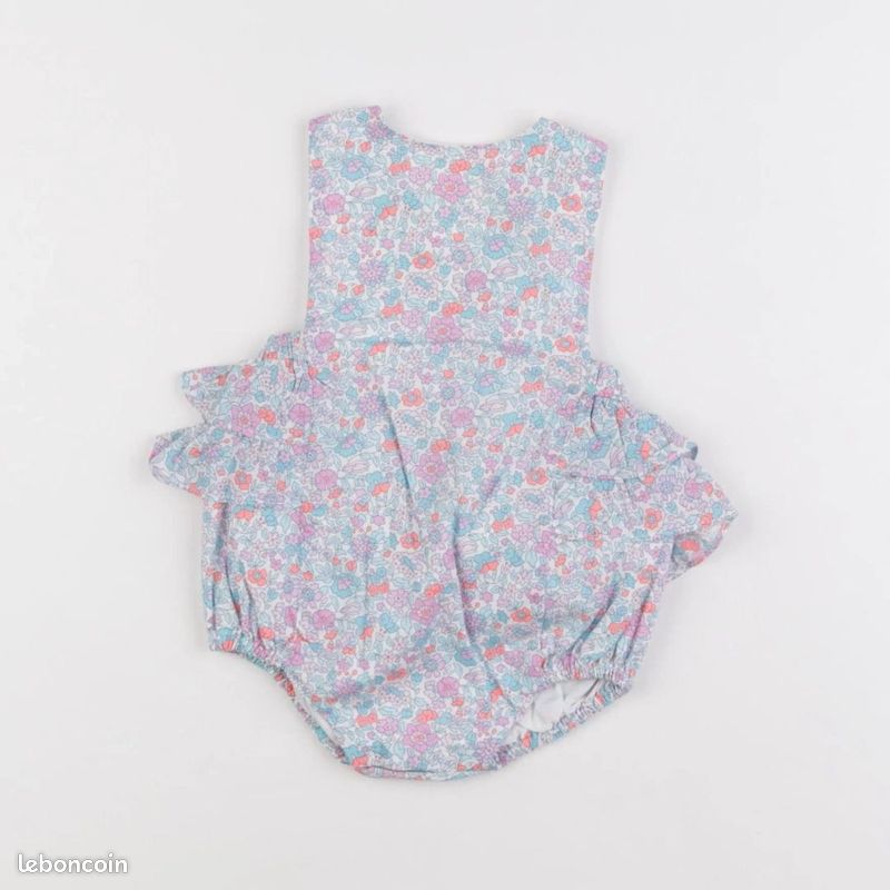 Robe Bébé Fille Jacadi 12 Mois Sans Manches Liberty - Rose à Fleurs, Volant, 100% Coton