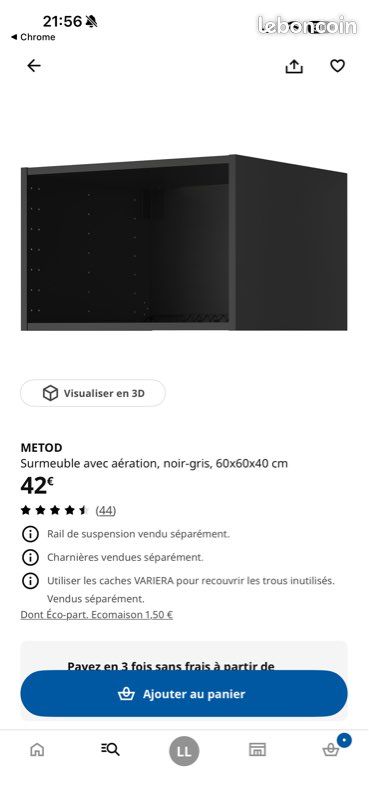 METOD Surmeuble avec aération 40205556 60x60x40 cm (image 1)