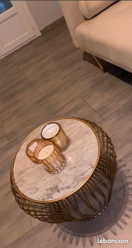 Table basse marbre NEUVE metal doré (image 3)