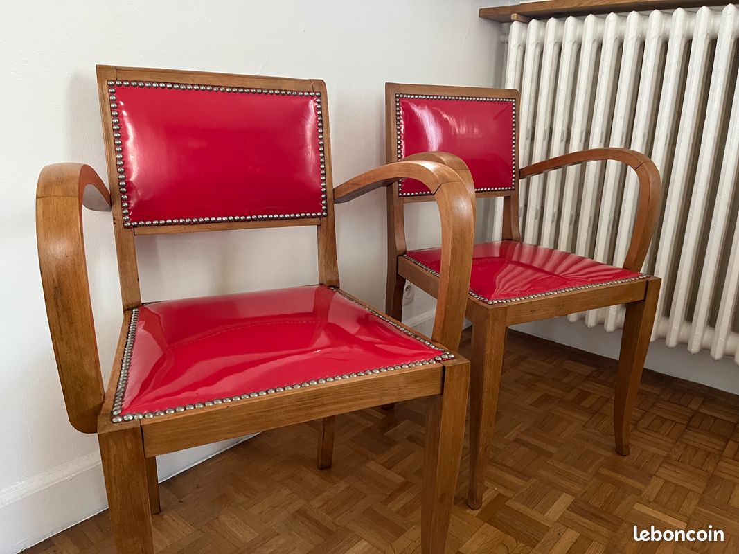 💚 fauteuil / paire bridge art déco vintage refait à neuf design 💚 (image 1)