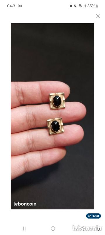 Boutons De Manchette Fantaisie Vintage Dorés - Bijou N171108, Occasion, Métal Doré