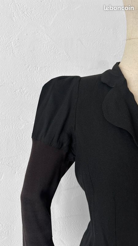 Combinaison Suspendue Sonia Rykiel - Dentelle Noire Satin - Taille 36 - Manches Courtes - Neuve