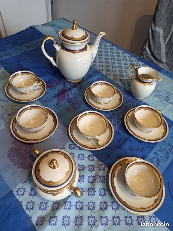 Plat De Service Vintage Mitterteich Bavière – Motif Floral Bleu Et Jaune