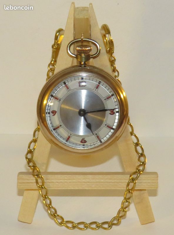 Montre de Gousset Mécanique  Système ROSKOPF  . Fonctionne . Avec une Chaîne Laiton de 25 cm sans les Attaches - Montres & Bijoux