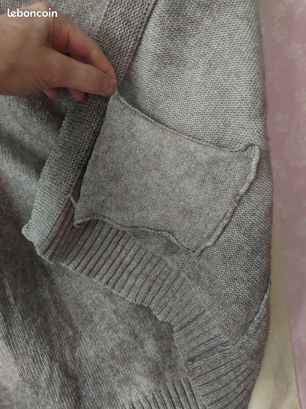 Gilet gris chiné L - 3 gros boutons ronds (image 6)