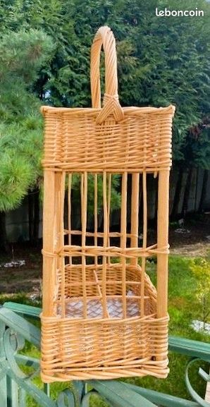 Grand Panier à Bouteilles En Osier Et Rotin Vintage 74 Cm - Déco Rustique Et Rangement Pratique