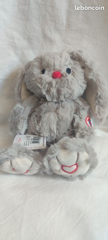 Rouge Kaloo - Peluche lapin gris Prestige 38 cm - Librairie jeunesse le