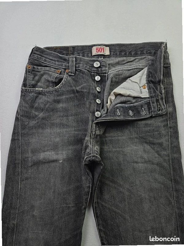 Jean Levi's 501 gris grey unisexe taille équivalent W30 coupe droite straight (T17) (image 6)