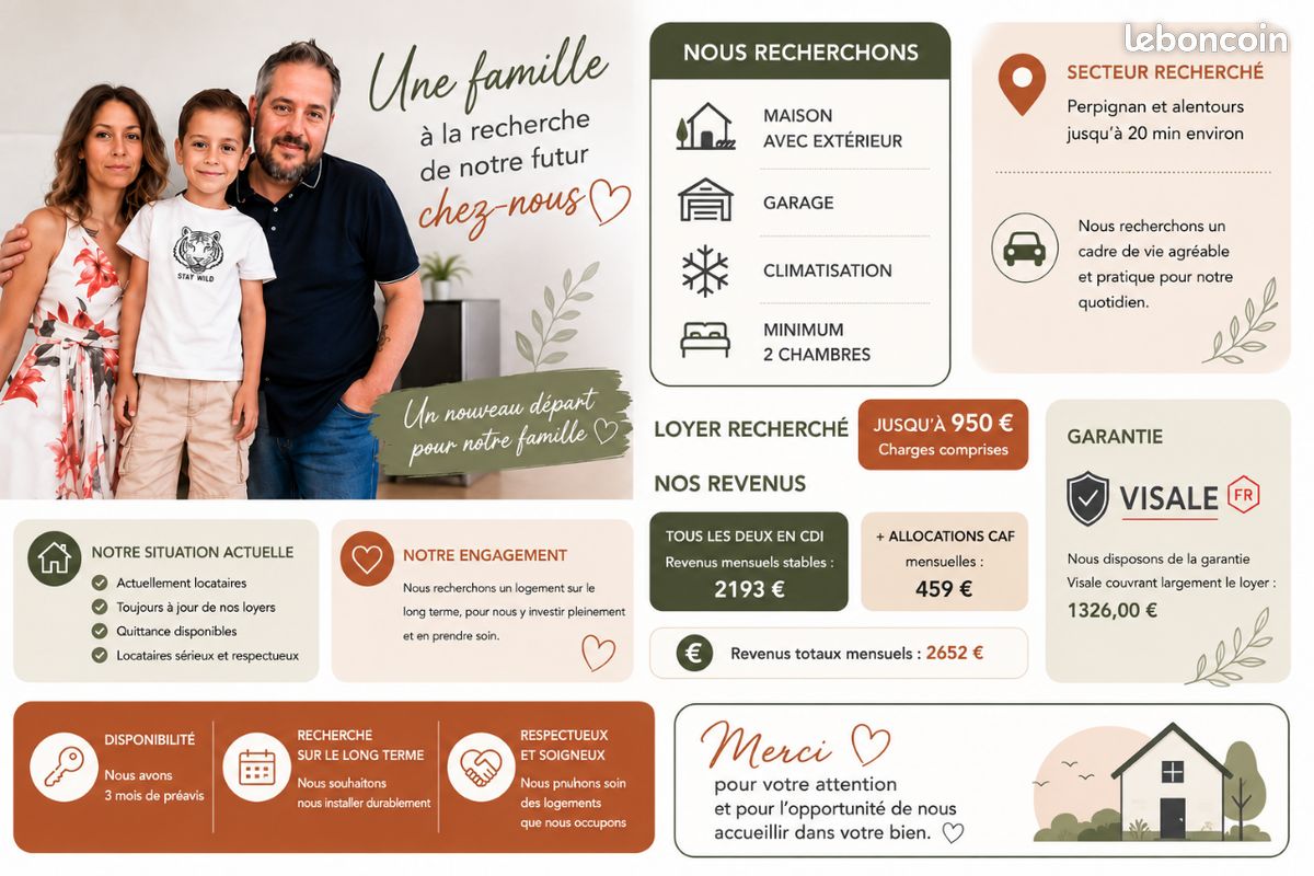 Maison 3 pièces 70 m² · à Perpignan · 70 m² · 950 €