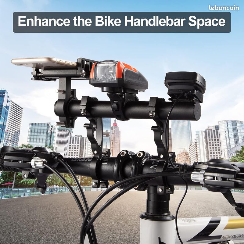 MOODKEY Extension de guidon de vélo multifonction de 20 cm avec support en alliage d'aluminium et fibre de carbone pour compteur de vitesse, ordinateur, téléphone portable MOODKEY Extension de guidon de vélo multifonction de 20 cm avec support en alliage d'aluminium et fibre de carbone pour compteur de vitesse, ordinateur, téléphone portable