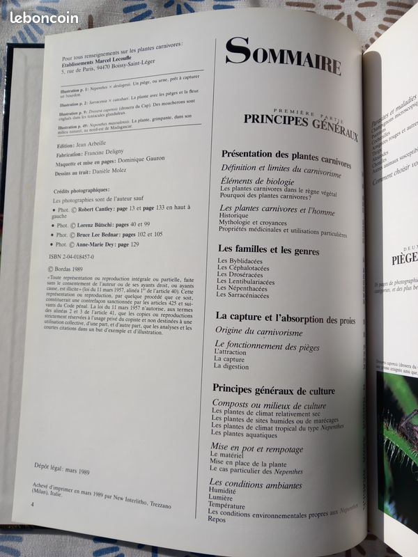 Livre Plantes Carnivores Marcel Lecoufle (image 2)