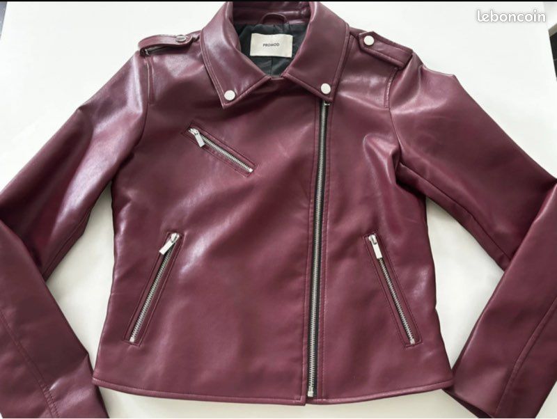 Veste perfecto femme bordeaux Promod simili cuir TB état Vêtements