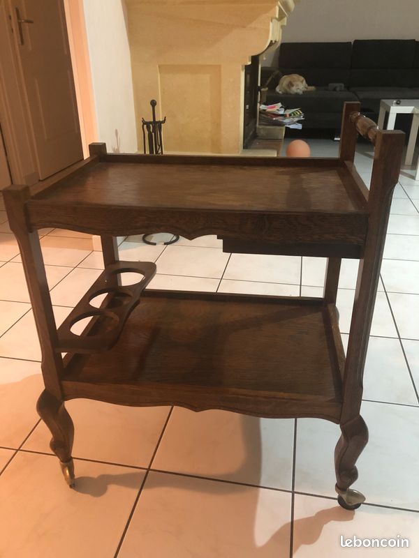 Desserte en bois roulante vintage (image 3)