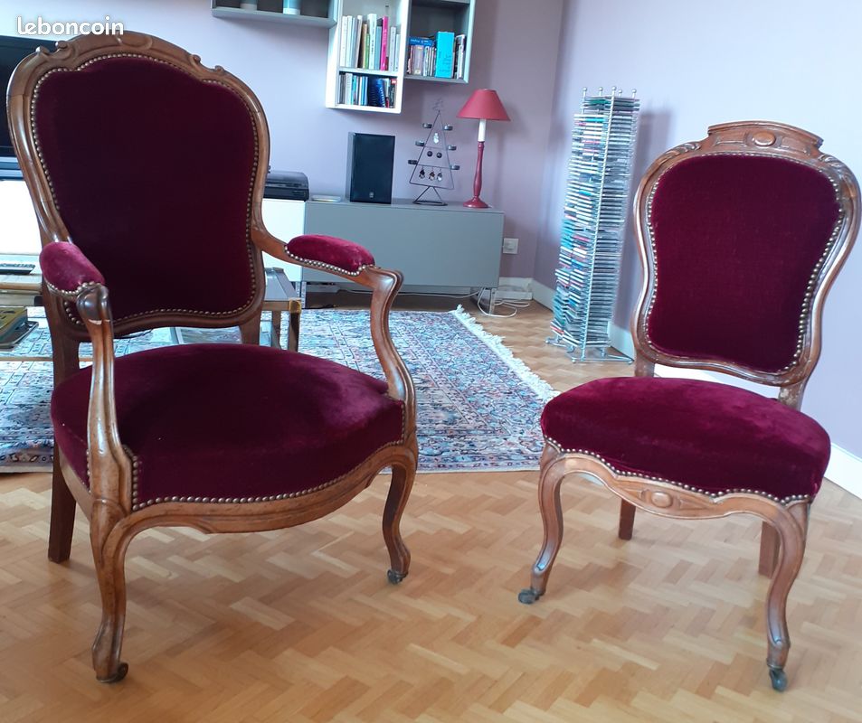 Fauteuil et chaise style Voltaire (image 1)
