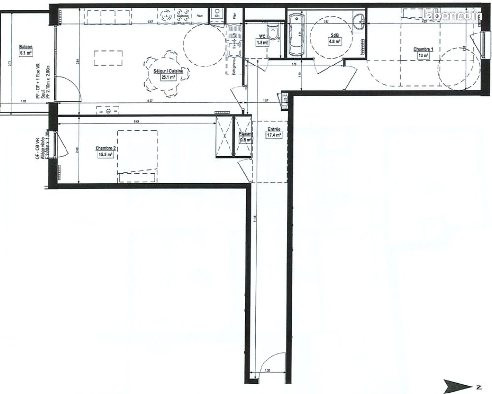 Appartement 3 pièces 79 m² · à Haubourdin · 79 m² · 934 €