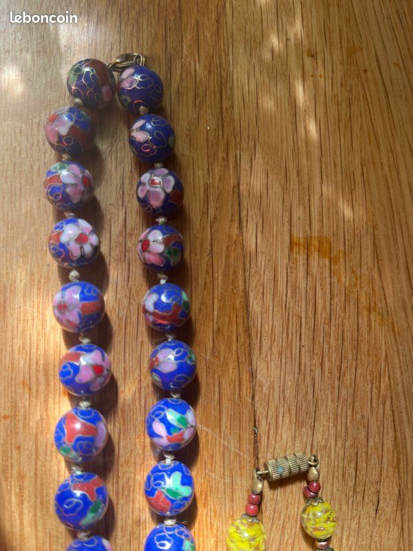 Bijou sautoir cloisonné vintage (image 5)