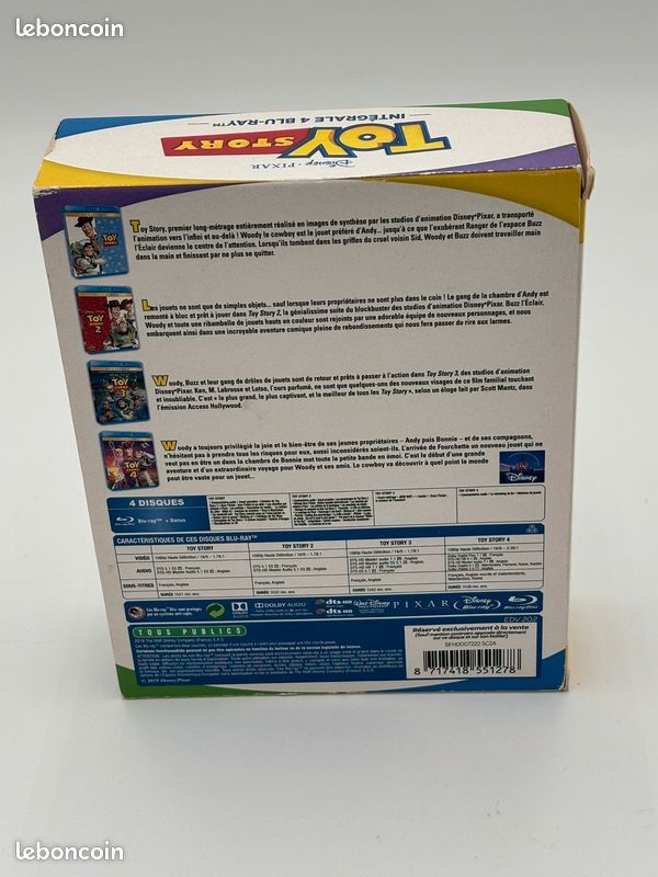Coffret Blu-Ray Disney - intégrale Toy story 1 à 4 - neuf (image 2)