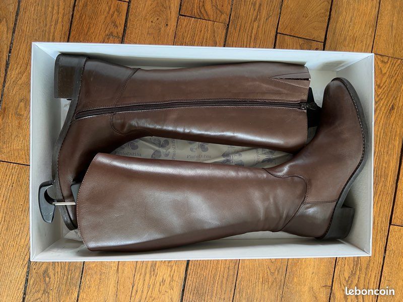 Bottes En Cuir Marron Taille 38 - Occasion Très Bon état - Cuir Véritable
