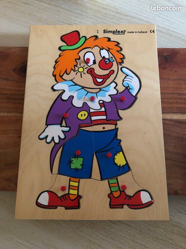 Lot de 2 puzzles en bois Simplex – Clowns à boutons (image 2)